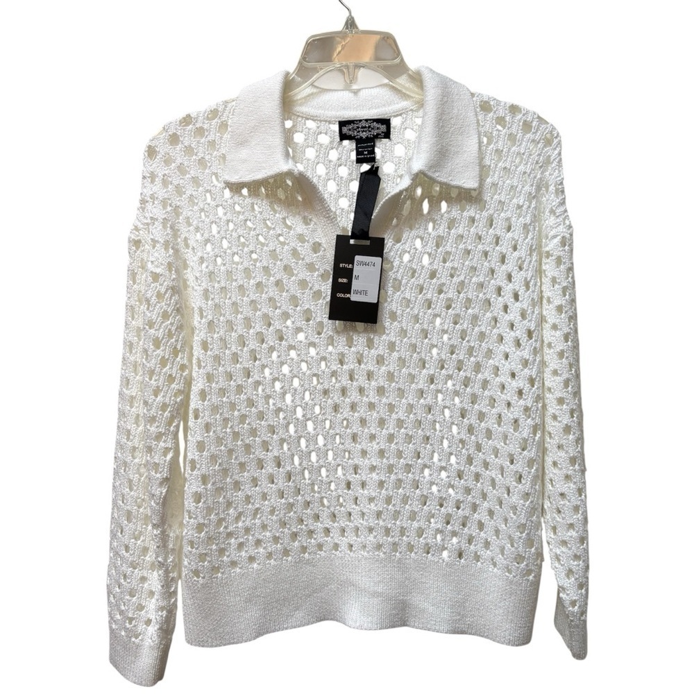 Oliver. O Knit Polo Pointelle Sweater Size Medium NWT - Picture 2 of 7